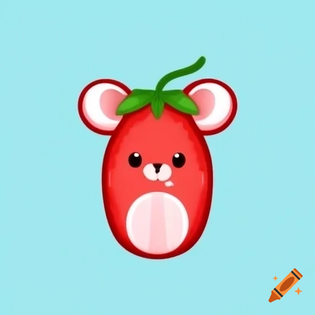 Cute strawberry-themed mouse illustration