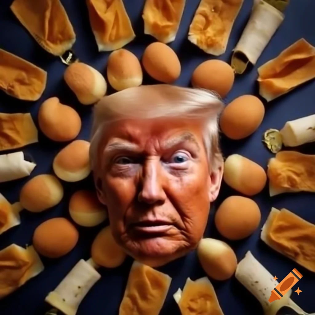 Dog food labels featuring Donald Trump's face