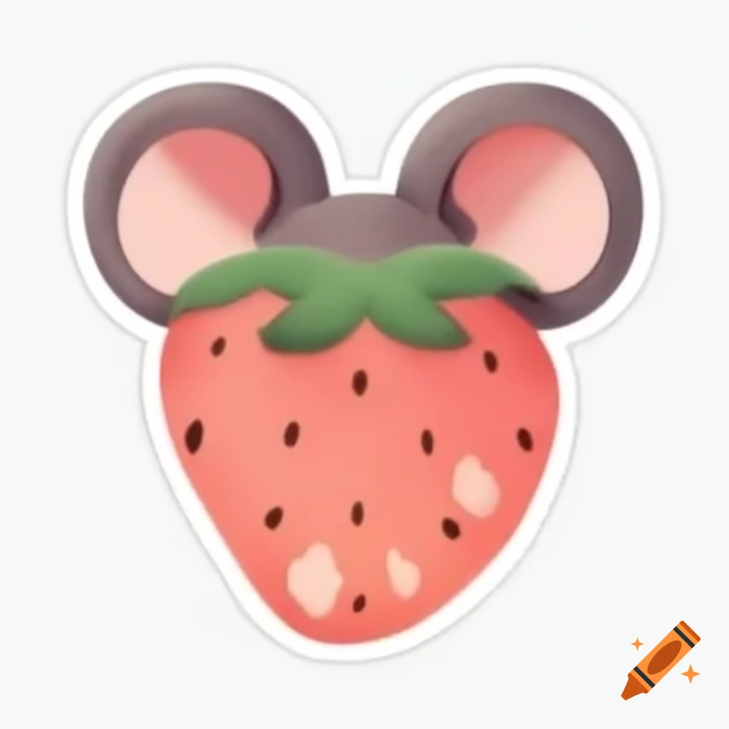 Strawberry-shaped mouse sticker design
