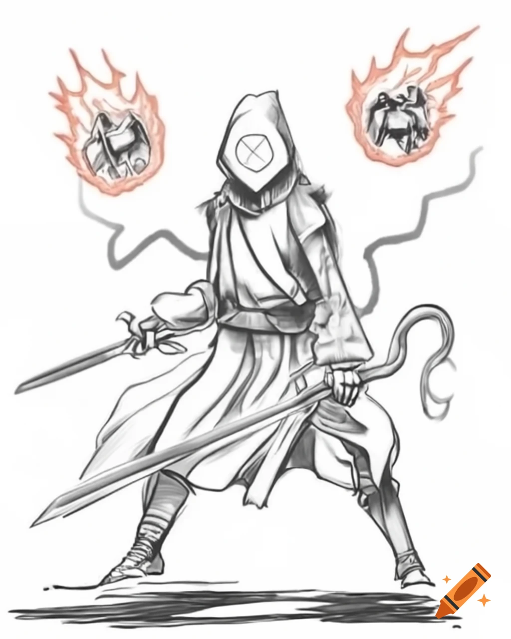 Cloaked figure with otherworldly energy and lightning effects