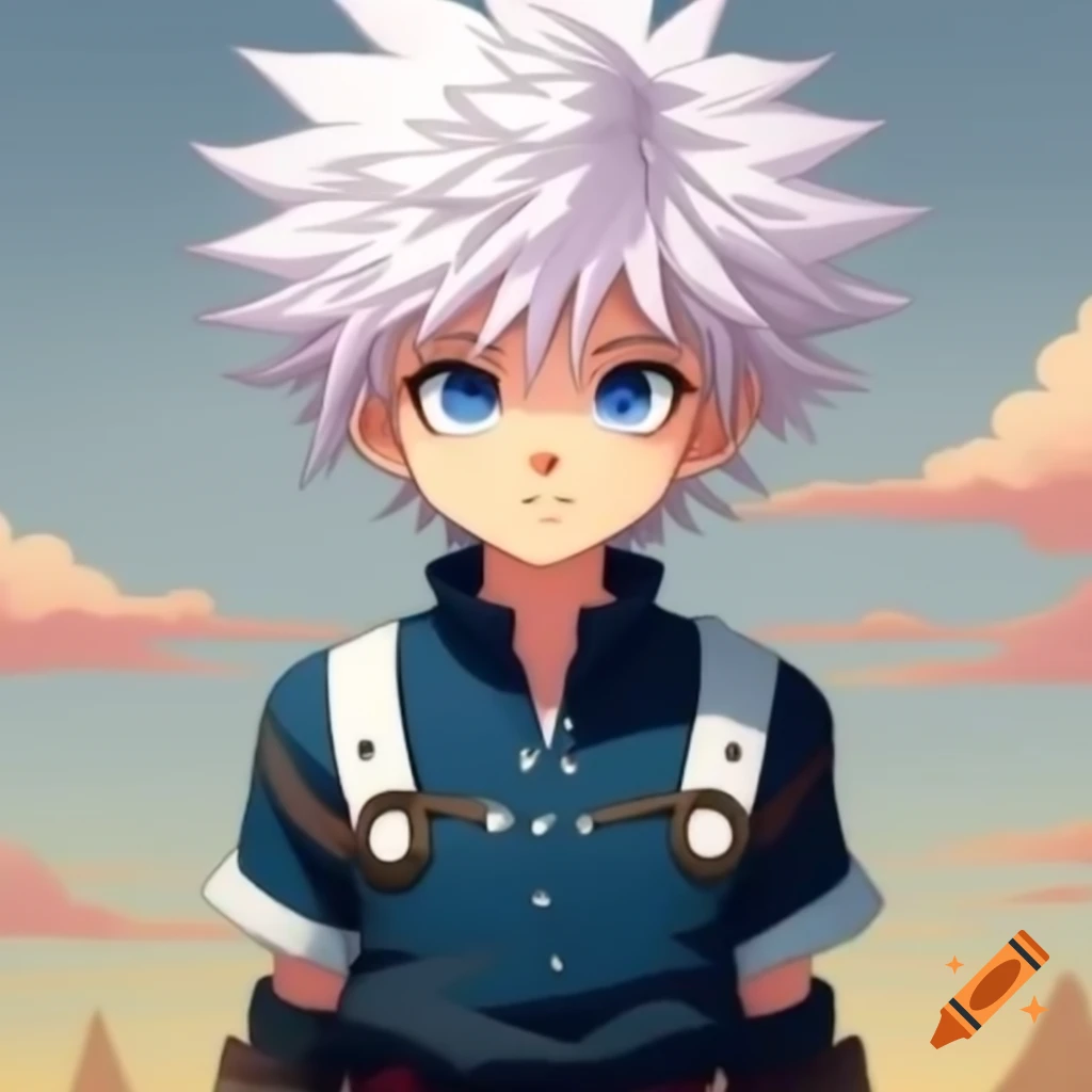 Classic painting of Killua from Hunter x Hunter and Ventus from Kingdom Hearts in adventure clothing