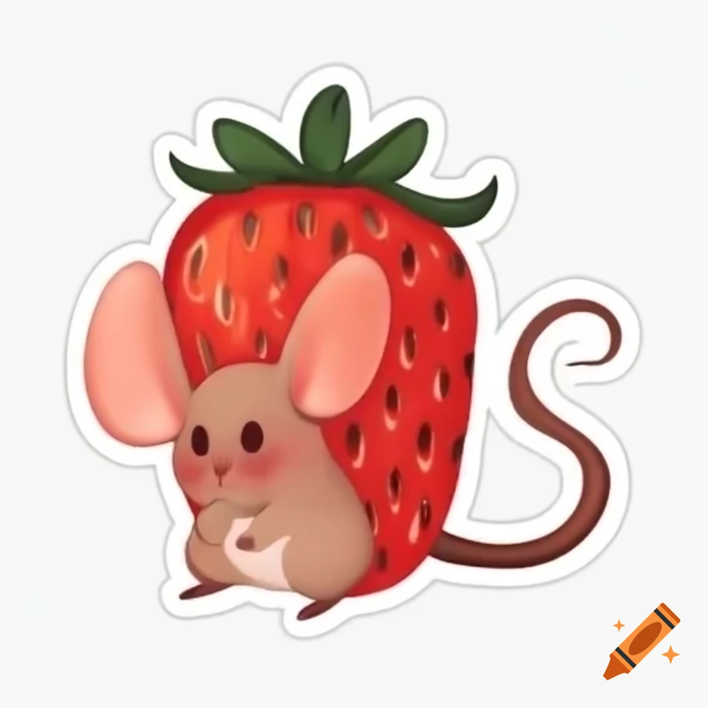 Strawberry-shaped mouse sticker design