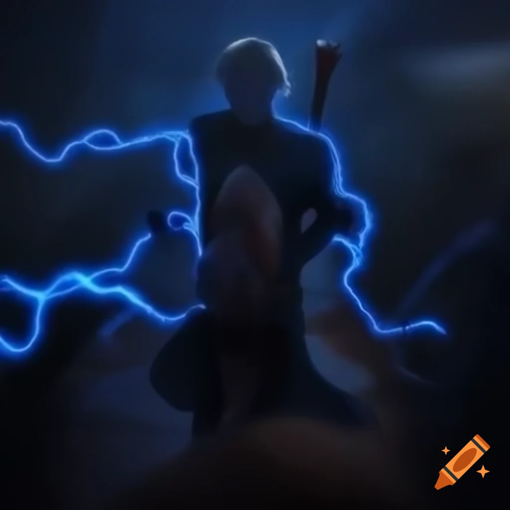 High-definition scene of wizards casting lightning spells in a battle