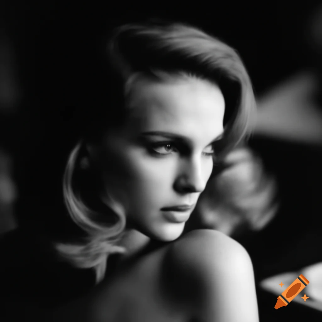 Hyper-realistic portrait of young European actress resembling iconic Hollywood stars