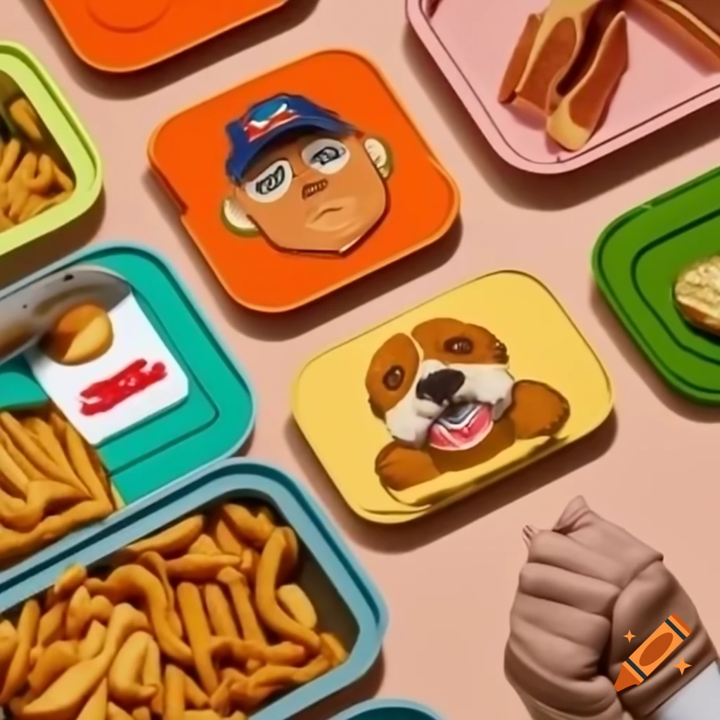 Dog food labels featuring Donald Trump's face