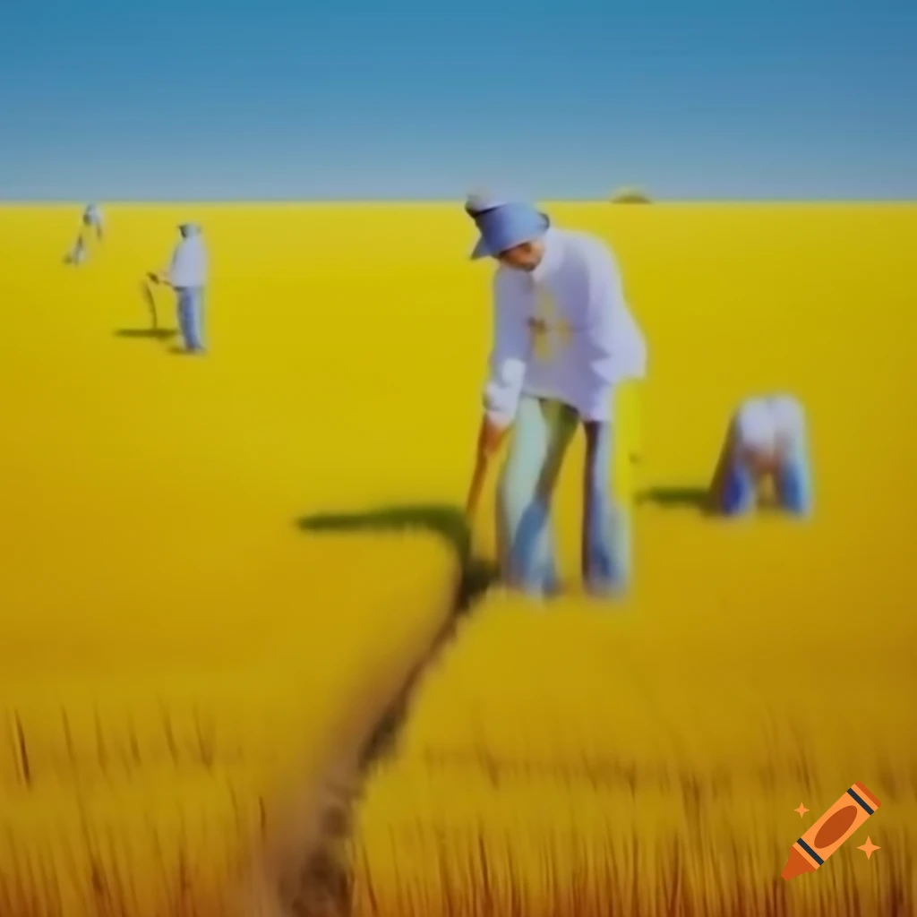 Abstract field with playful elements in oil paint style