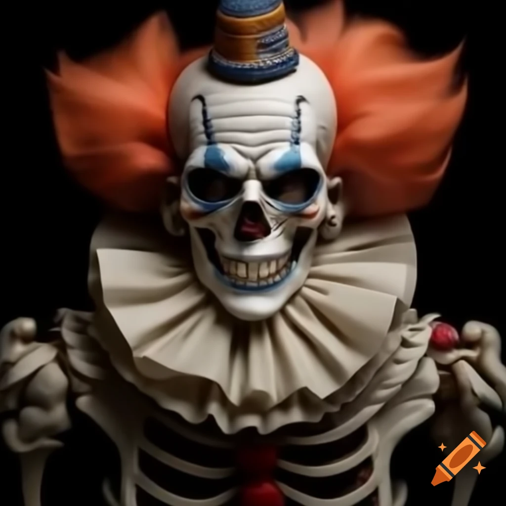 Realistic skeleton clown with hollow eyes