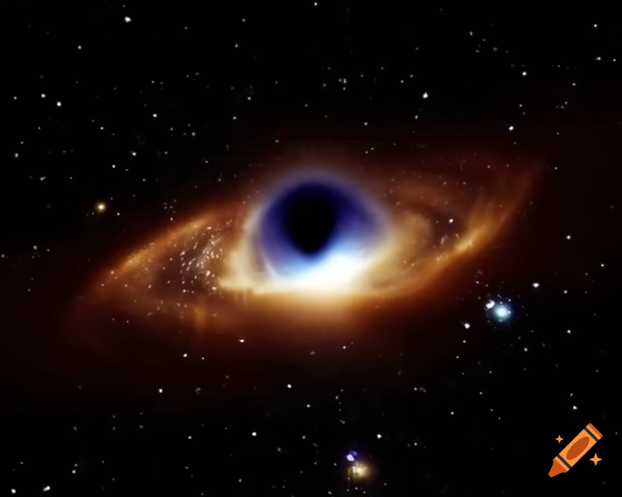 Realistic space art of a black hole surrounded by stars