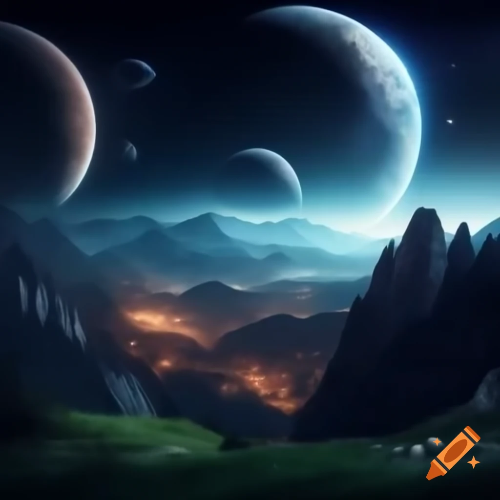 Steep Balkan hills at night with stars and planets visible