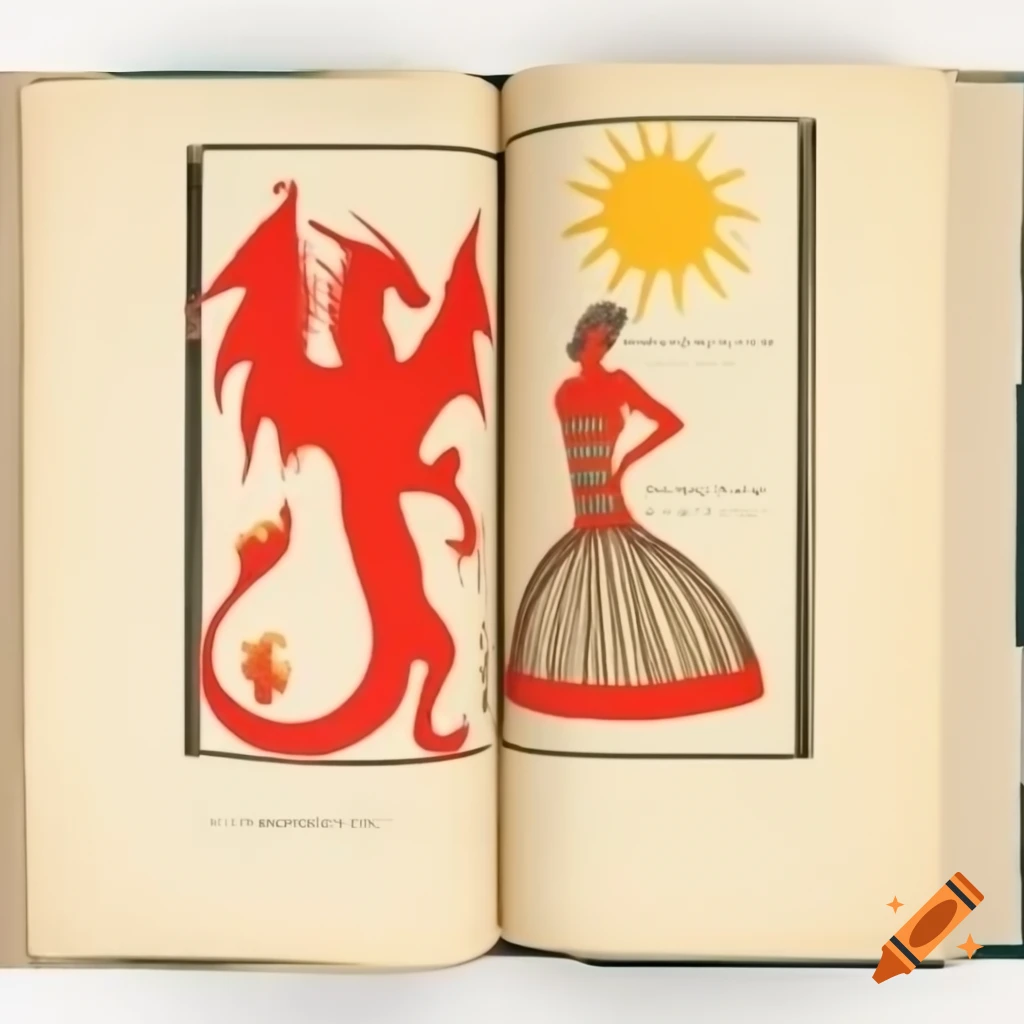 Postmodern illustration of 'The Great Red Dragon and the Woman Clothed with Sun' with clean bold lines