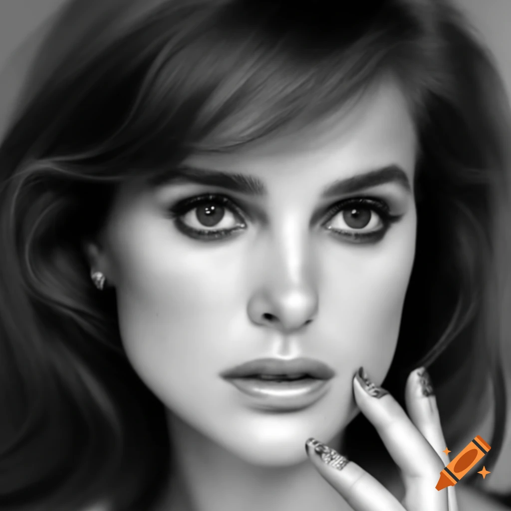 Hyper-realistic portrait of a mesmerizing European actress combining features of iconic actresses