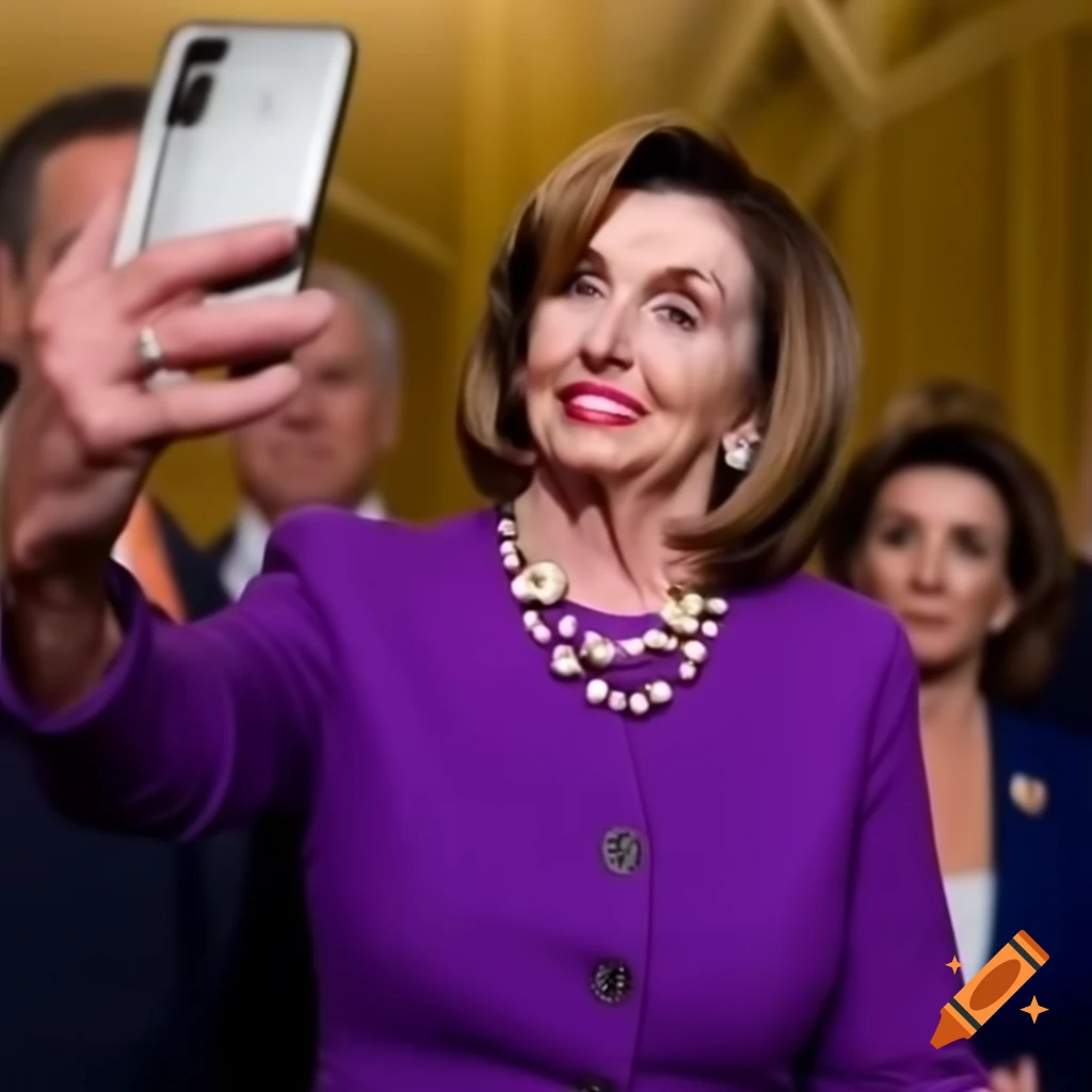 Nancy Pelosi taking a selfie for Instagram
