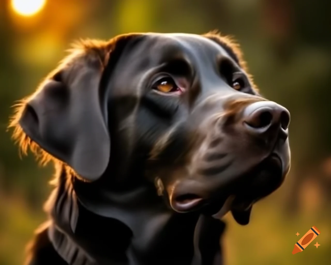 Realistic nature photography of a black Labrador Retriever