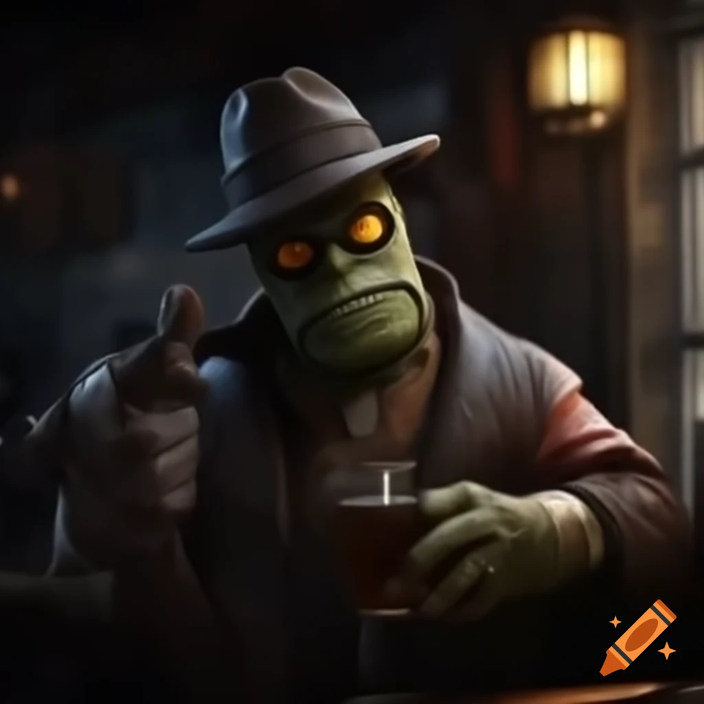 Angry bandit bursting through tavern door
