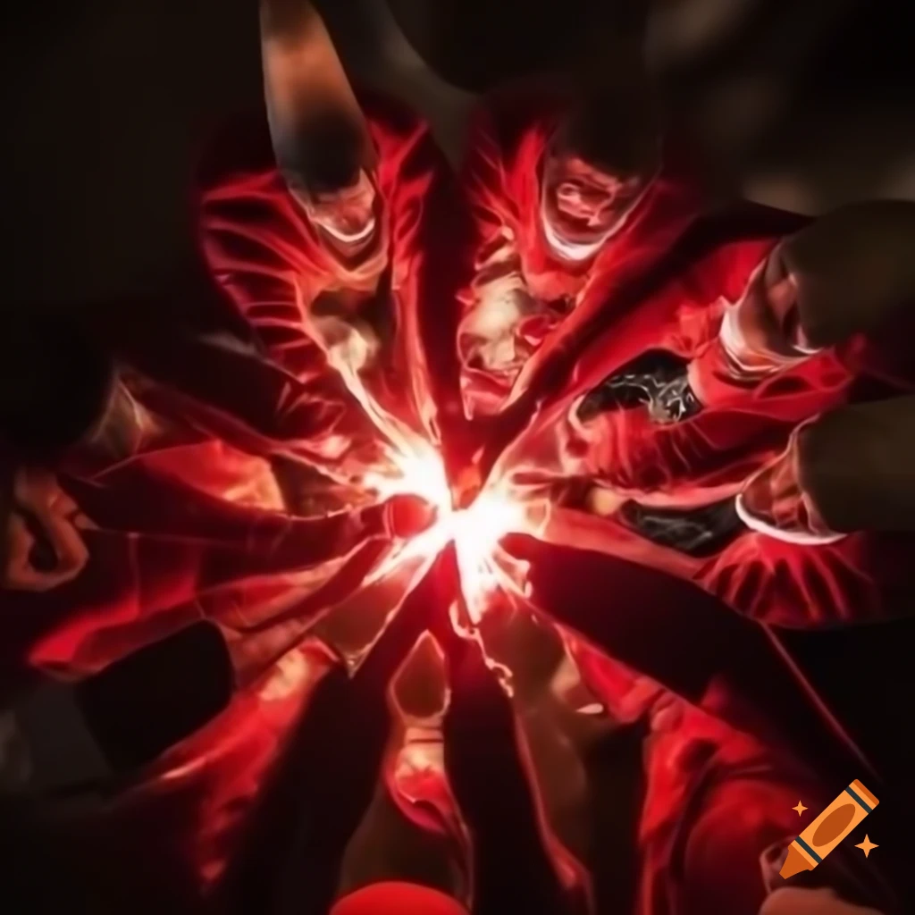Wide-angle scene of wizards in red and white battling with plasma vortex spells