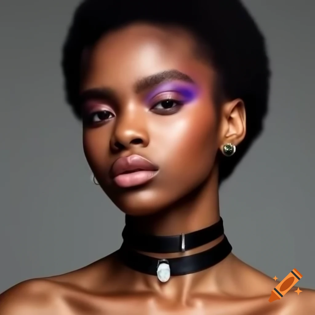Hyper realistic Portrait Of A Young Female Model With Deep Brown 