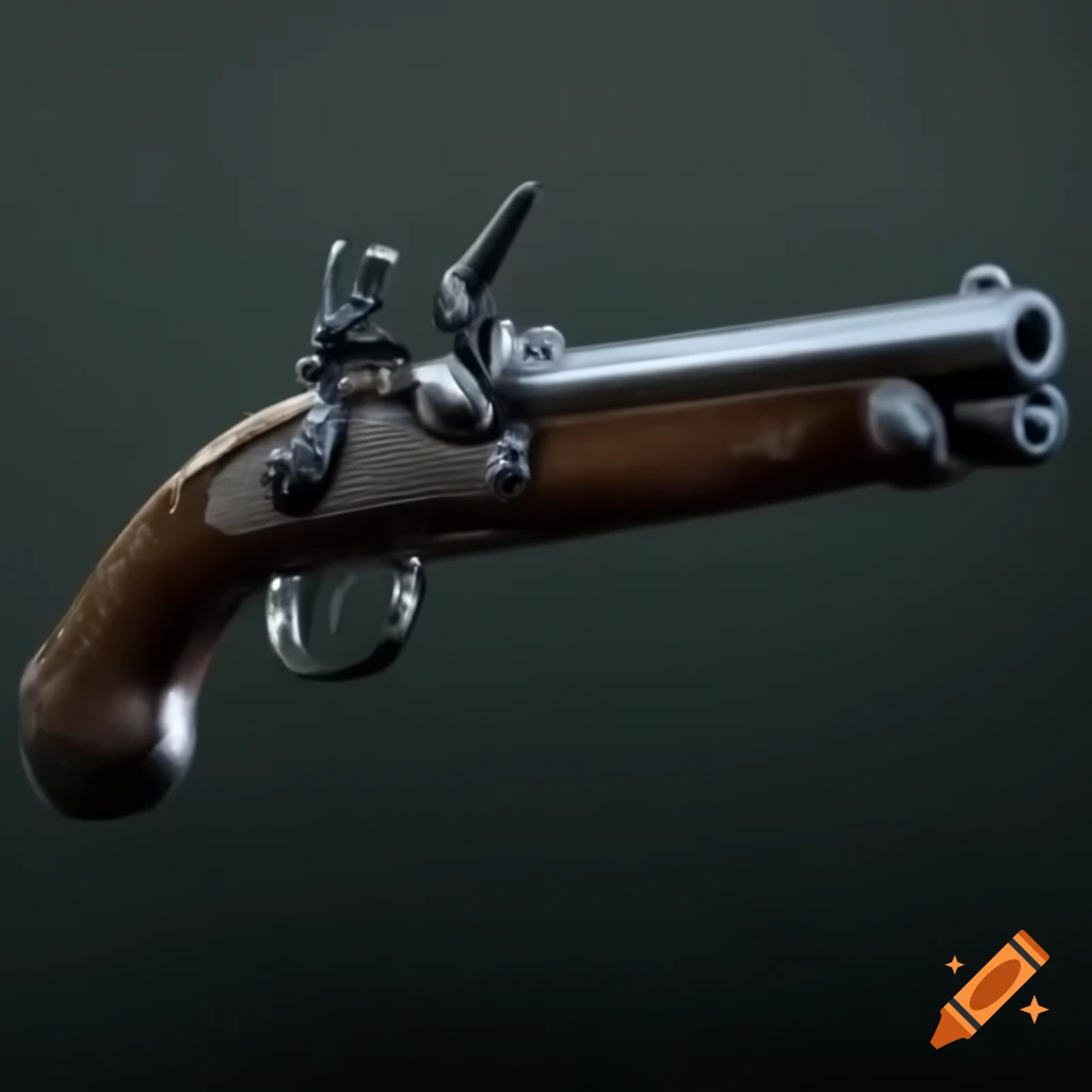 Flintlock pistol featuring a bulbous barrel design