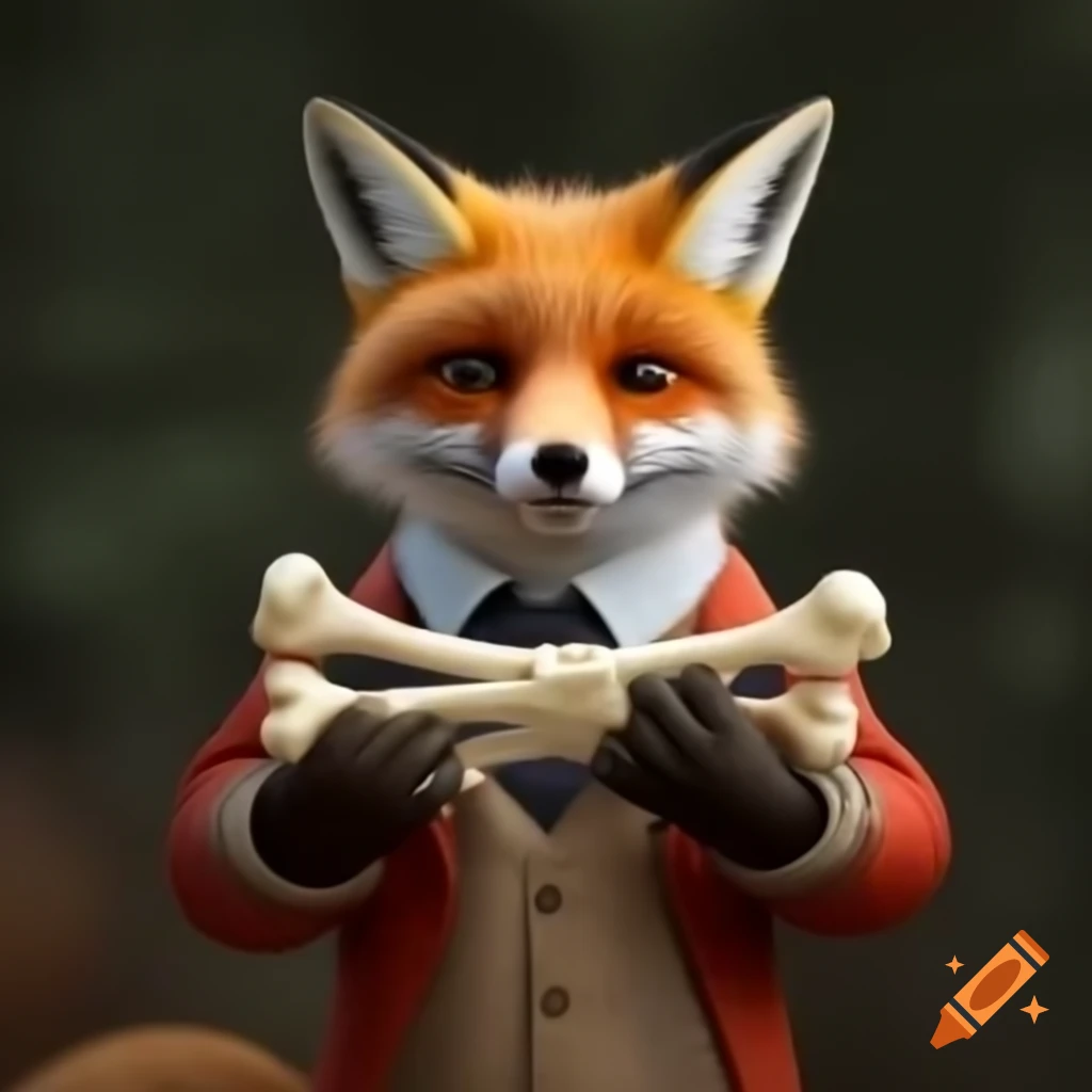 Fox holding a bone in its mouth