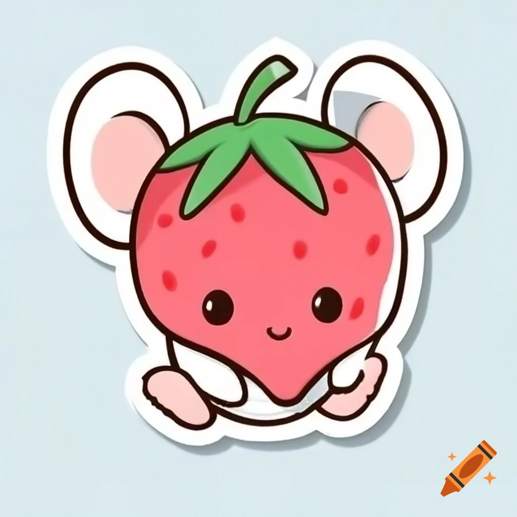 Strawberry-shaped mouse sticker design