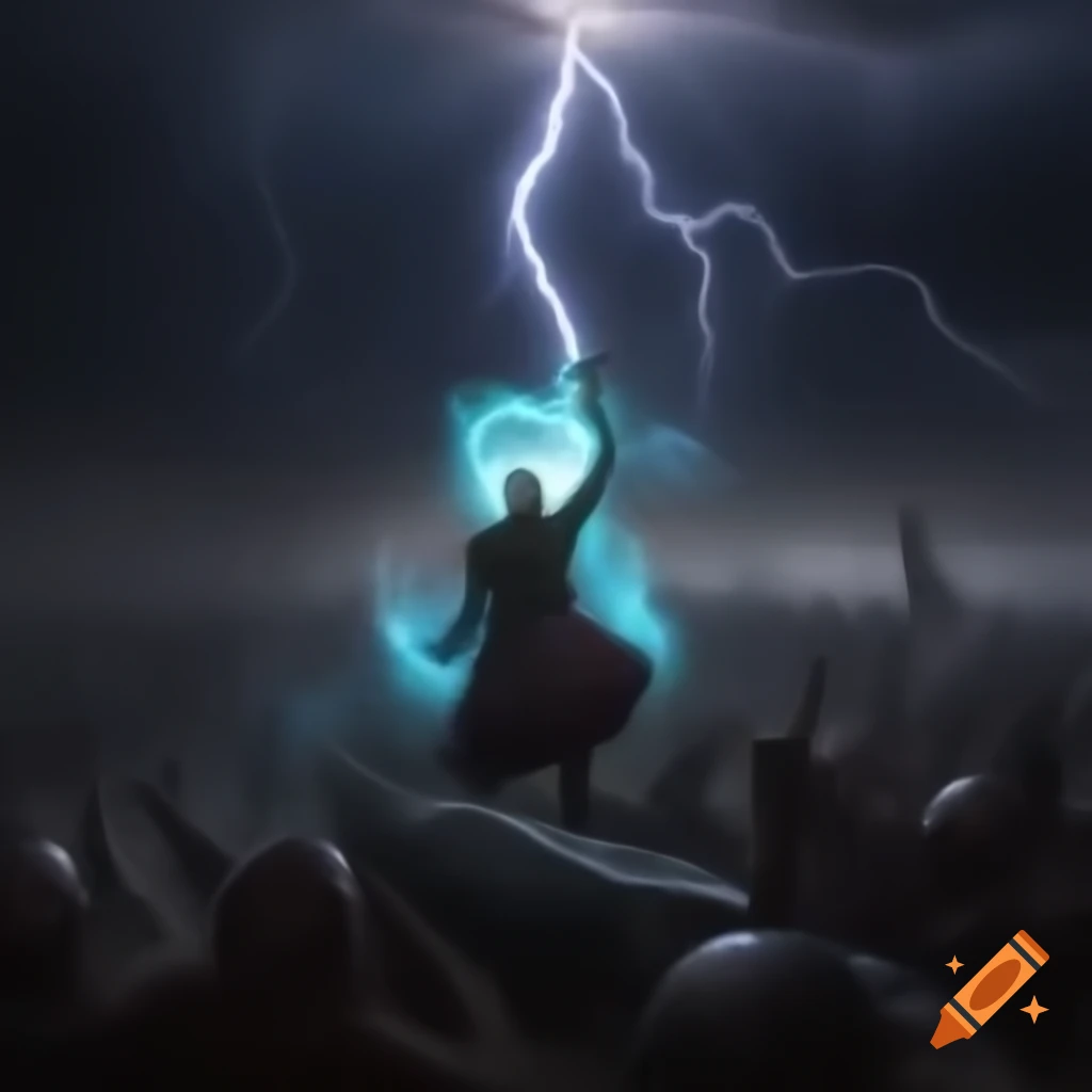 Two wizards engaged in battle using lightning spells in high-definition