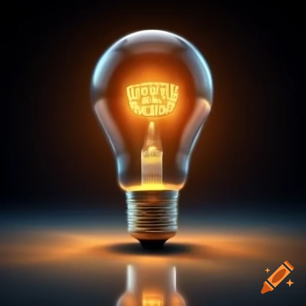 Glowing light bulb illuminating space