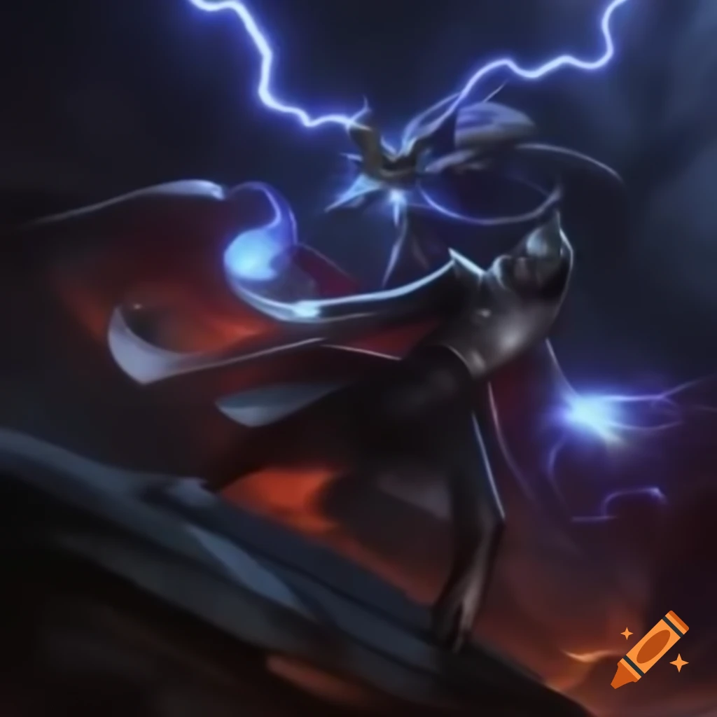 High-definition scene of two wizards battling with lightning spells