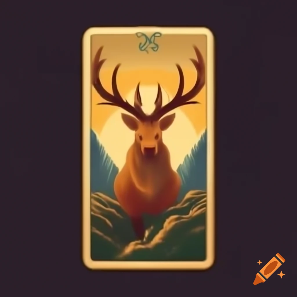 Tarot card style elk as king of diamonds