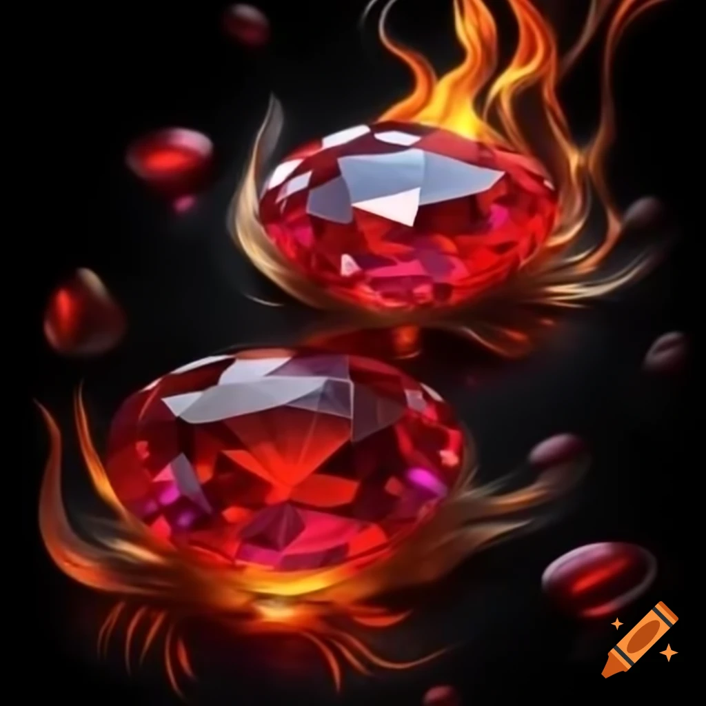 Crimson ruby with sparkling facets catching light