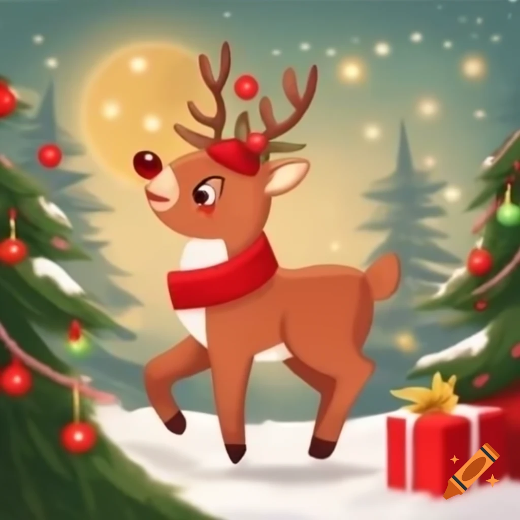 Cute prancing Christmas reindeer
