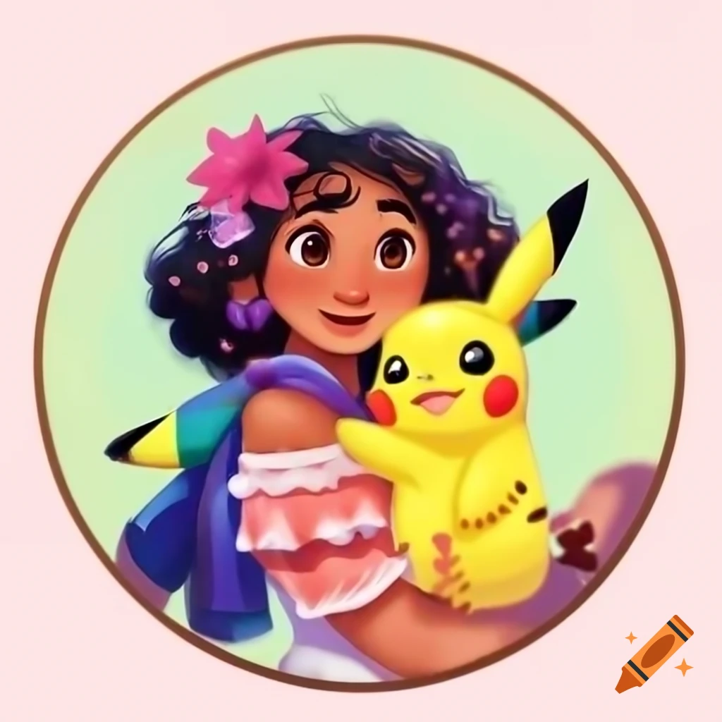 Birthday painting featuring Mirabel from Encanto with Pikachu and the text 'Malayka 5 jaar'