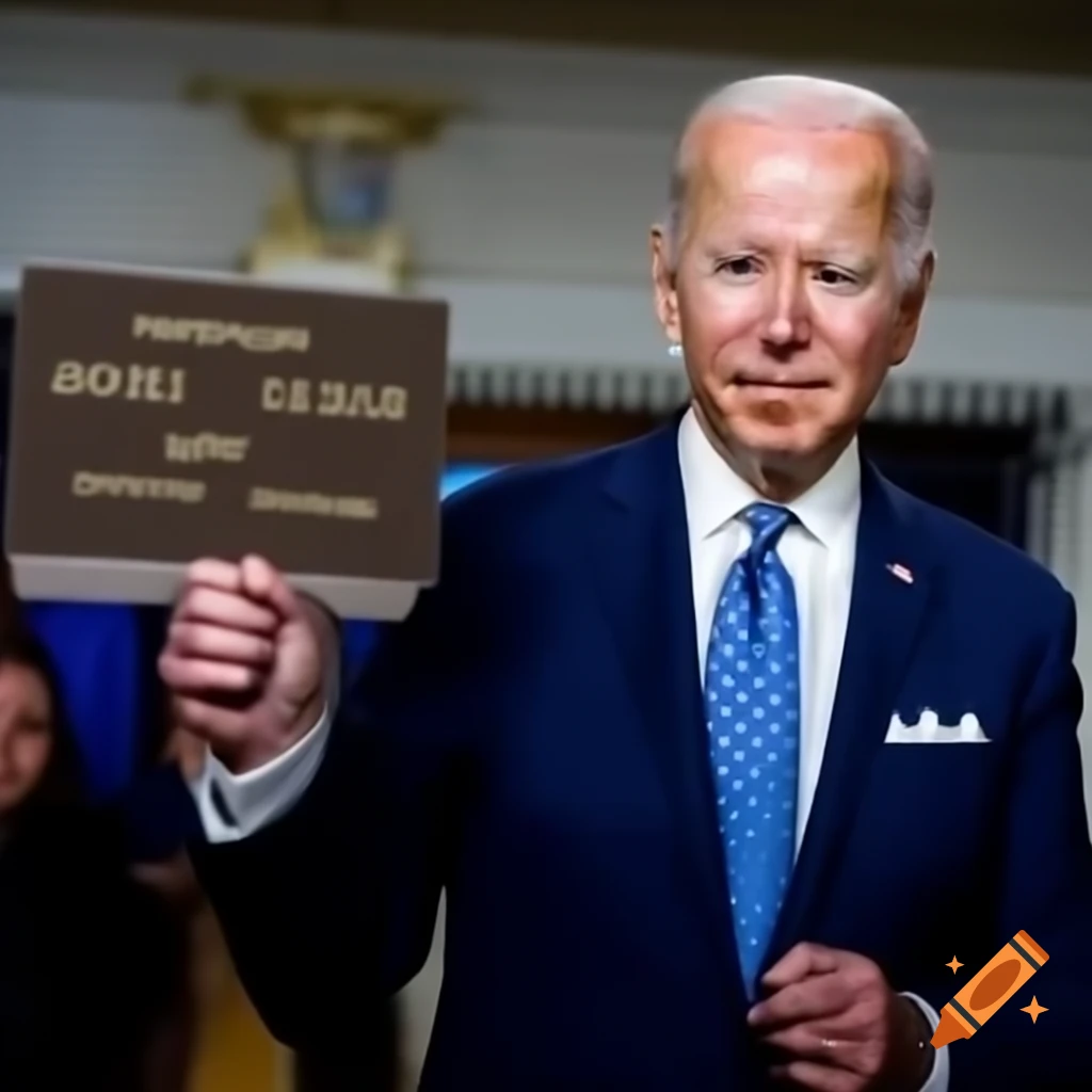 Joe Biden holding a sign
