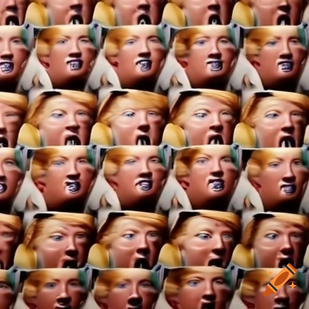 Dog food labels featuring caricature of Donald Trump