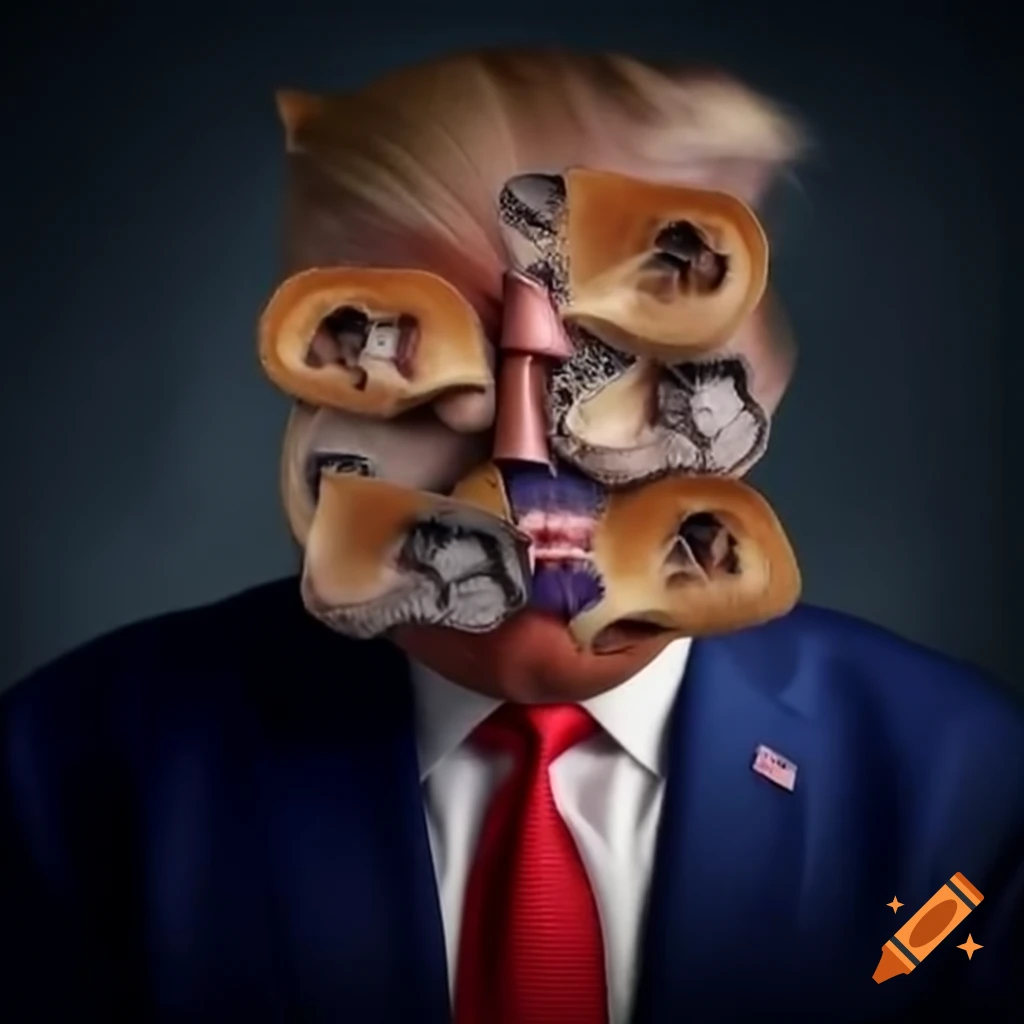 Dog food labels featuring Donald Trump's face