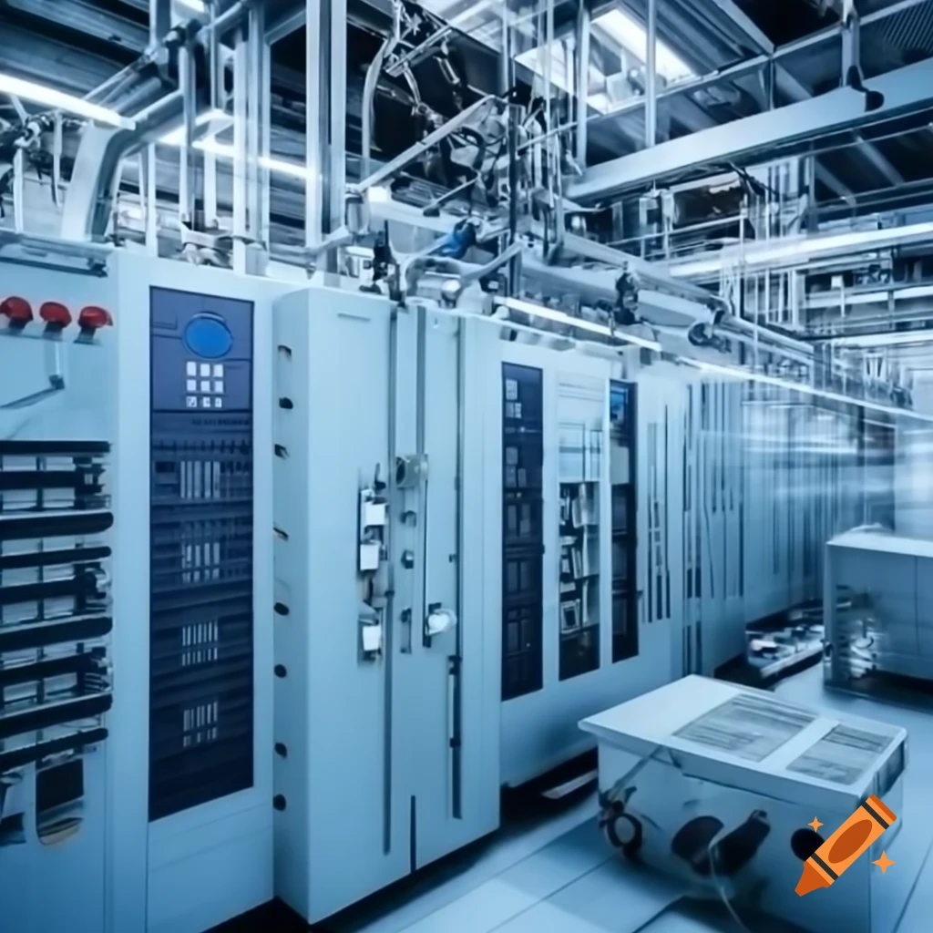 Advanced industrial control room with control panels and PLC systems