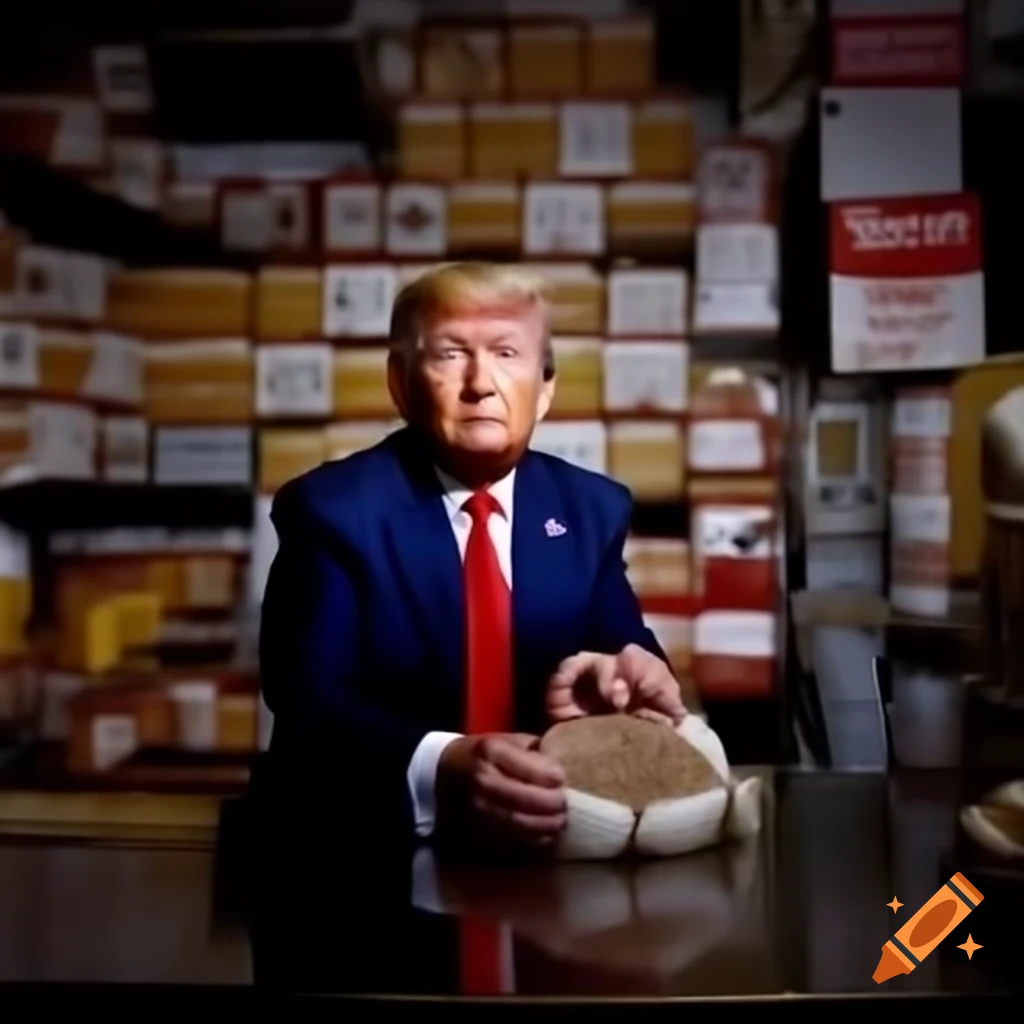 Dog food labels featuring Donald Trump's image