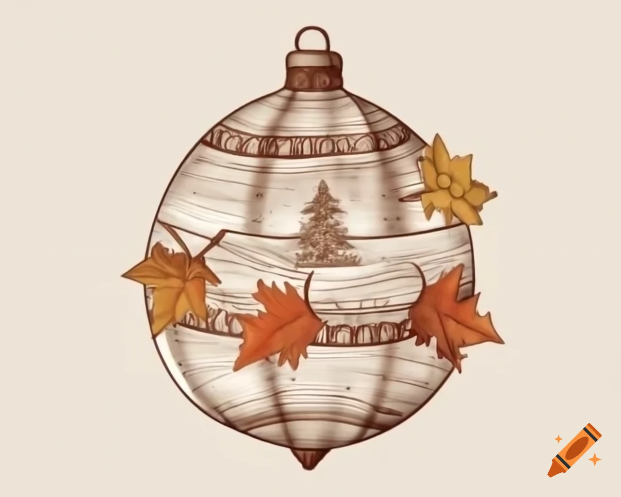 Thanksgiving ornament in autumn shades watercolor storybook style