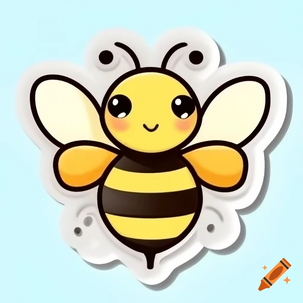 Cute bee sticker design illustration