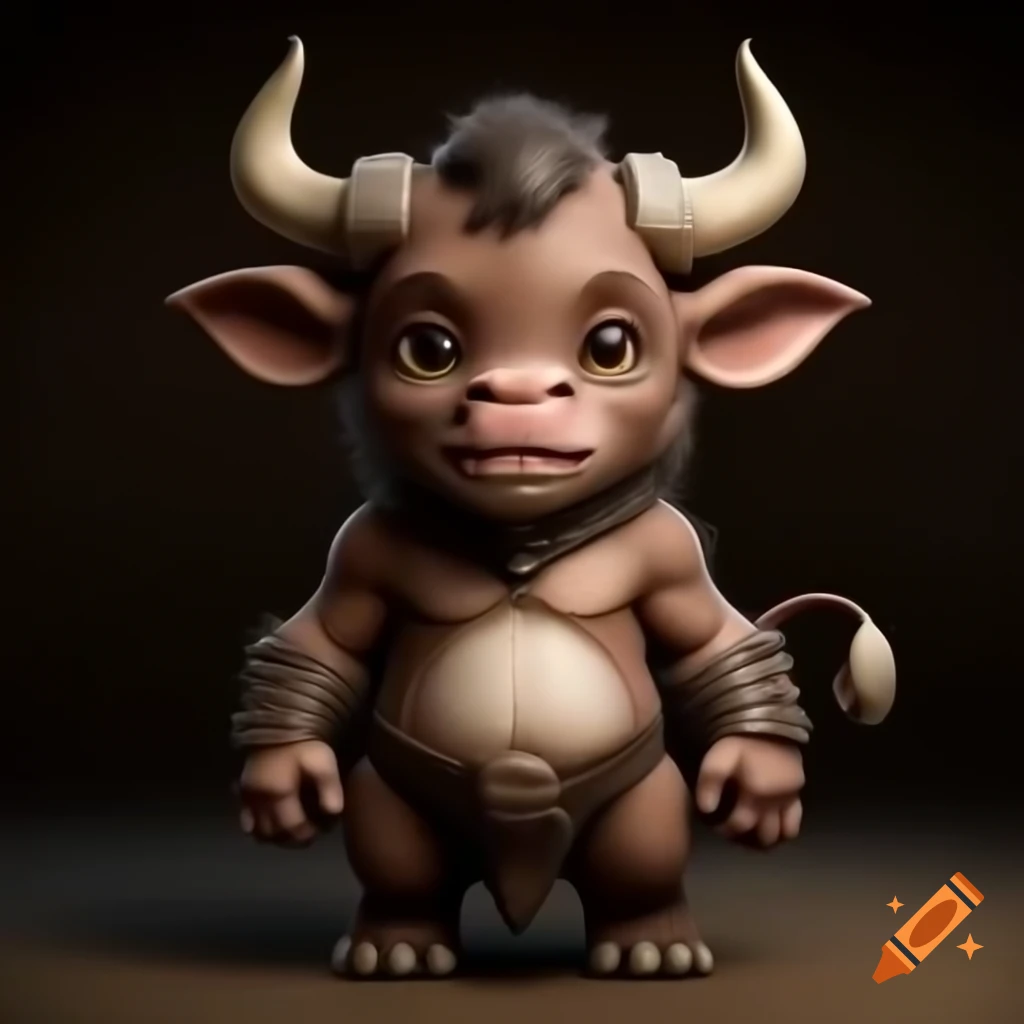 Cute minotaur child in full body, Simon Bisley art style