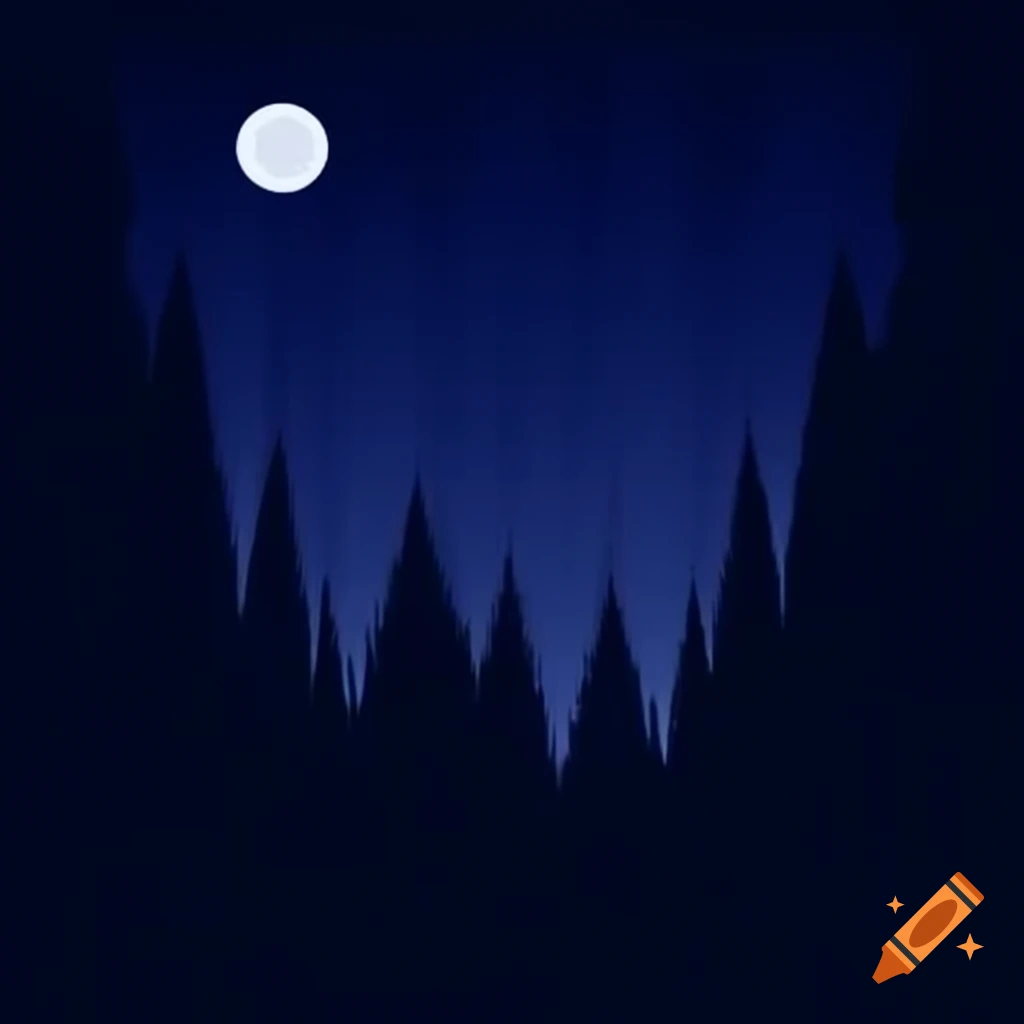 Midnight moon illuminating a forest grove