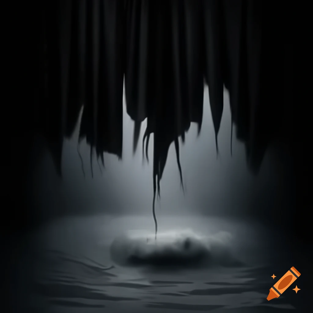 Abstract representation of confusion and darkness with falling drapery