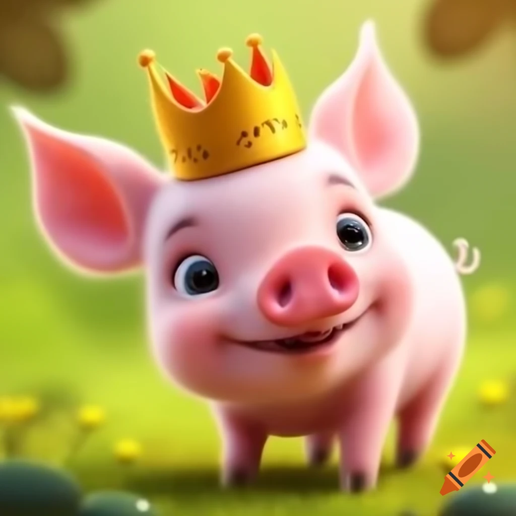Cute piglet wearing a crown