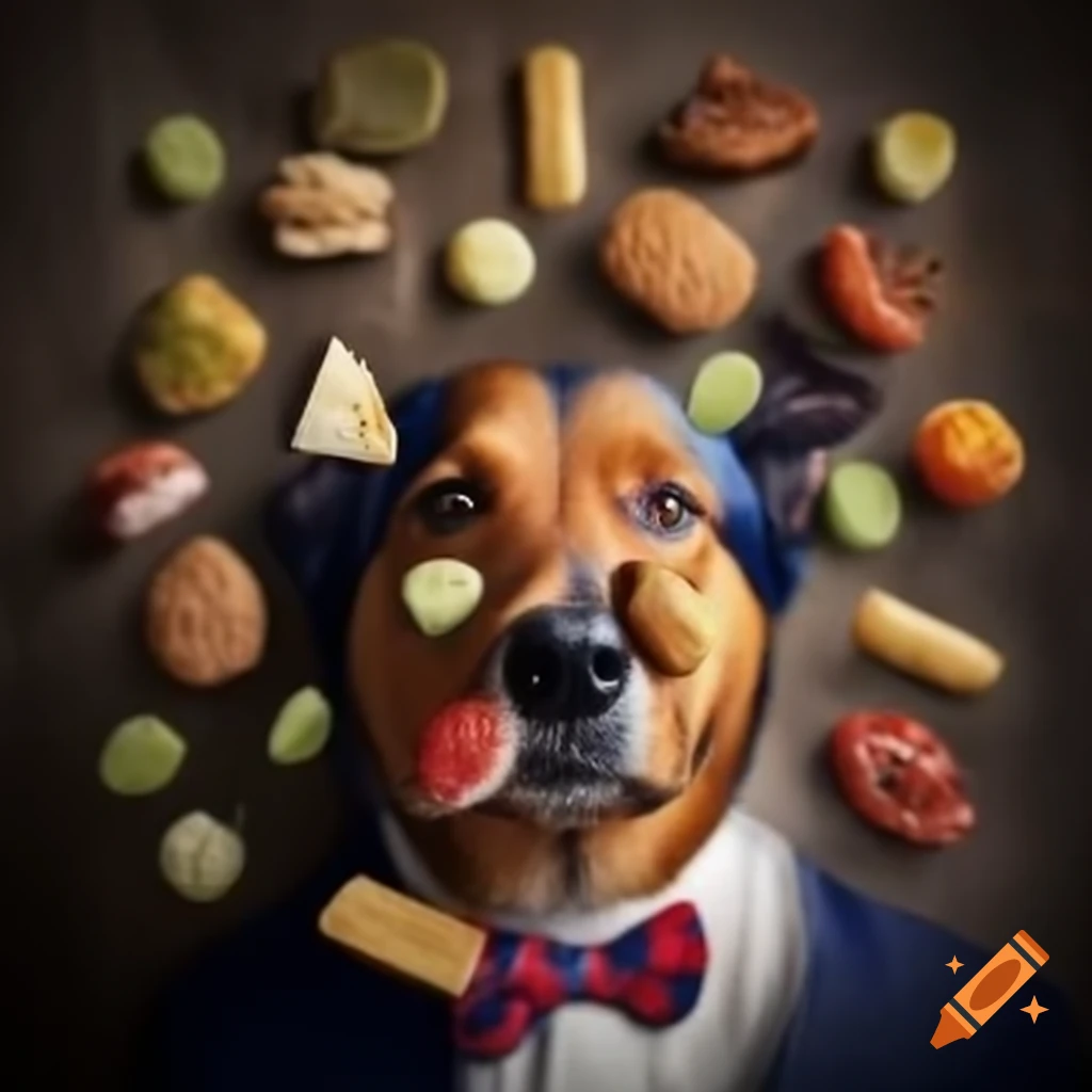 Dog food labels with political satire featuring Donald Trump's face