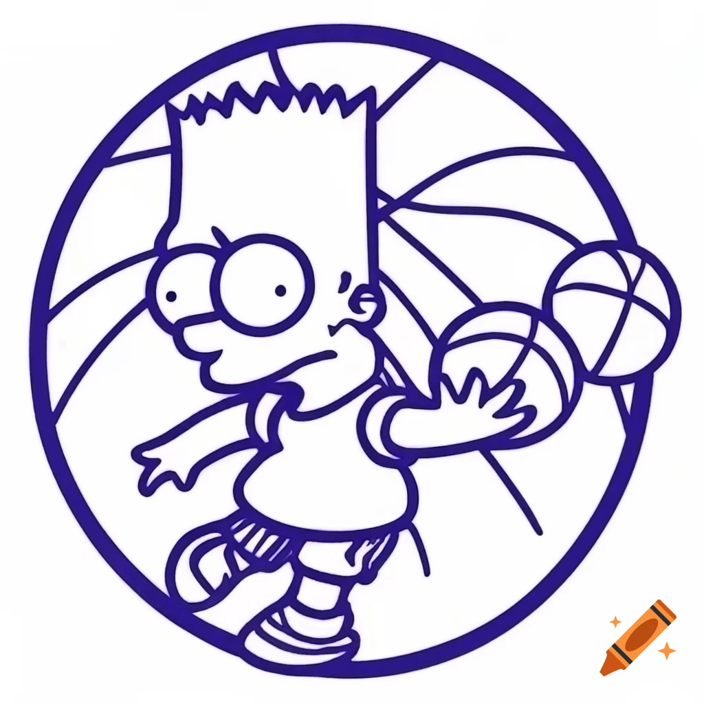 Bart Simpson logo playing basketball in a circular design