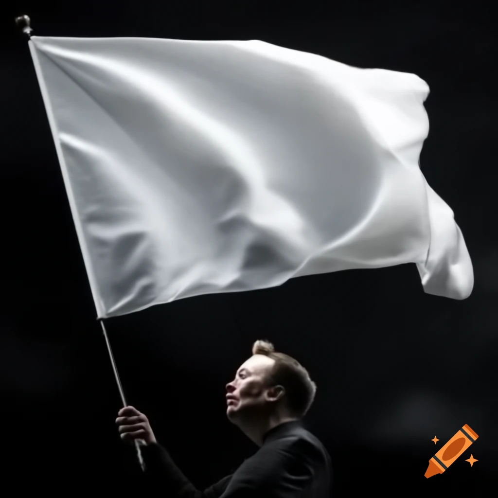 Elon Musk waving a white flag
