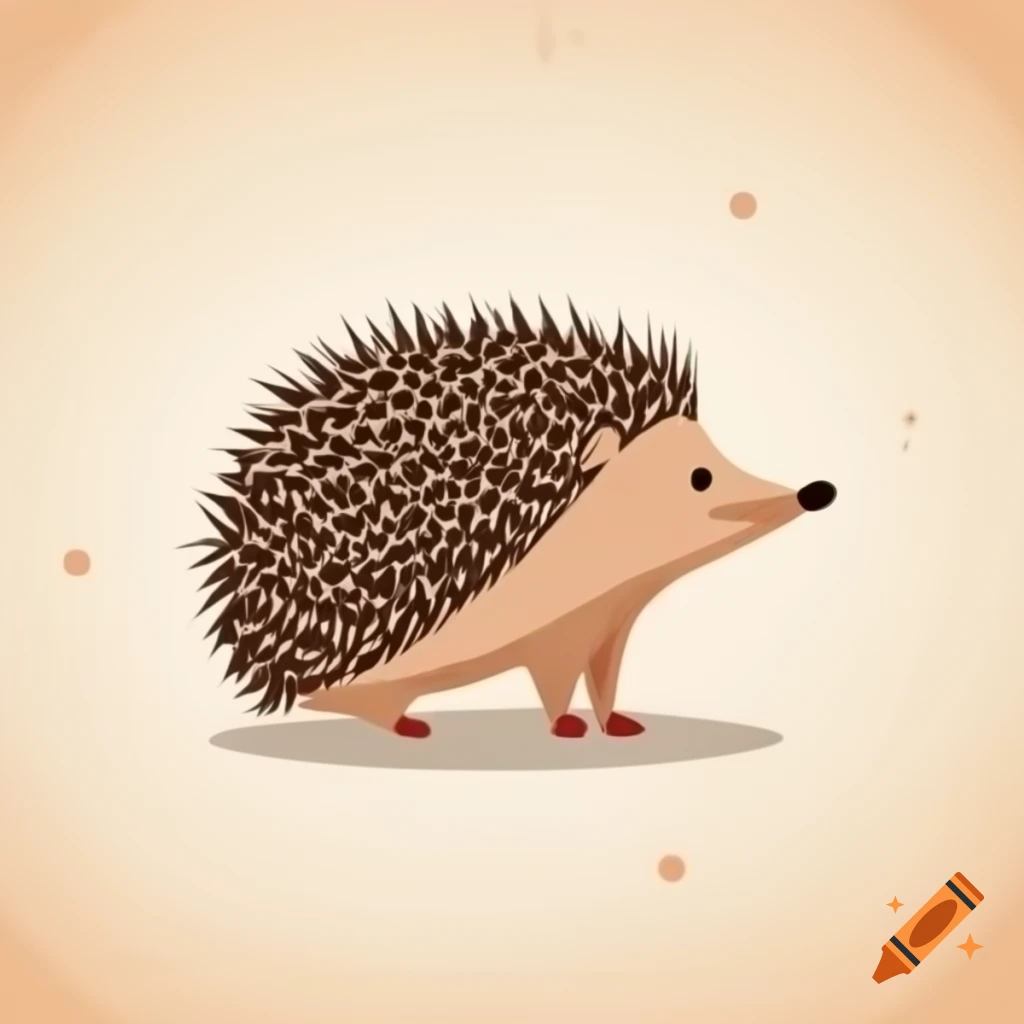 Colorful vector portrait of a hedgehog with crumpled paper background