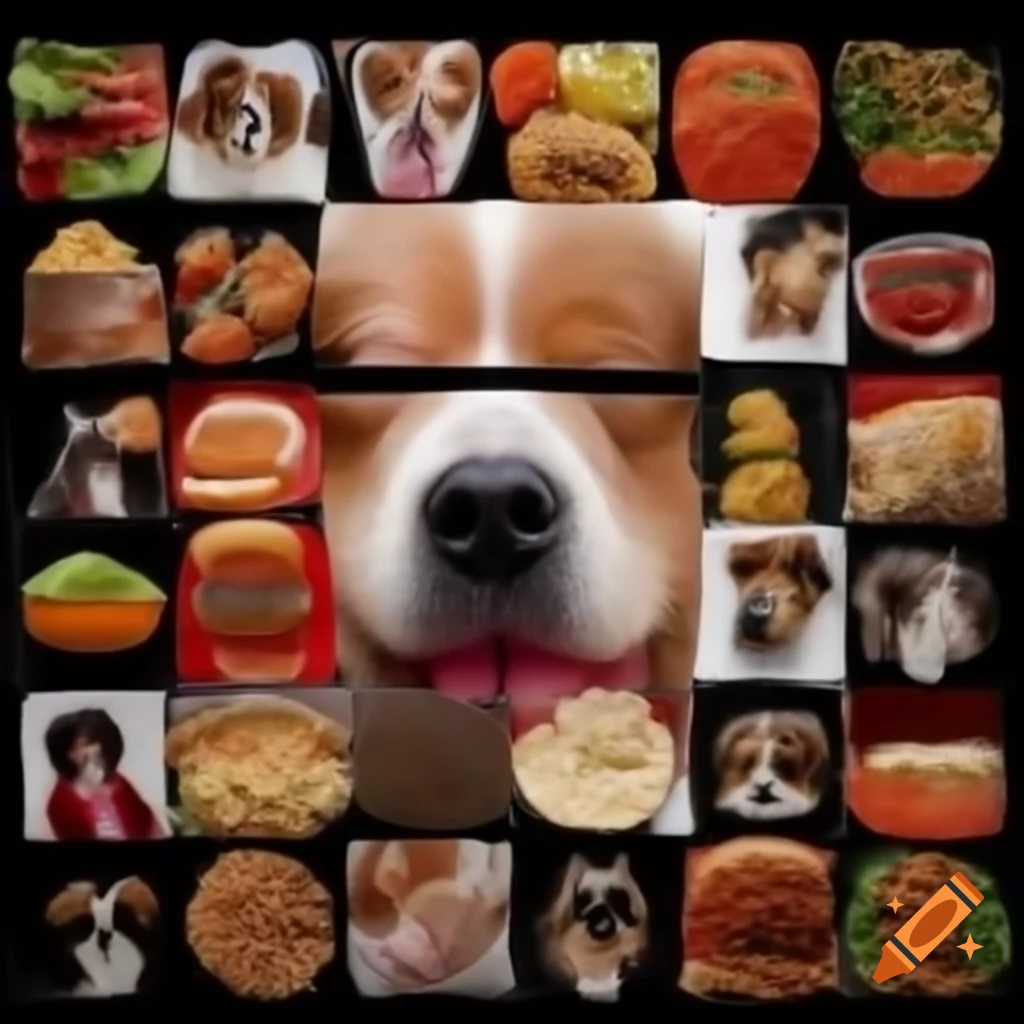 Dog food labels featuring caricature of Donald Trump