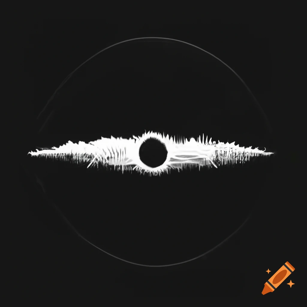 Crescent moon symbol with eye in the center, white on black