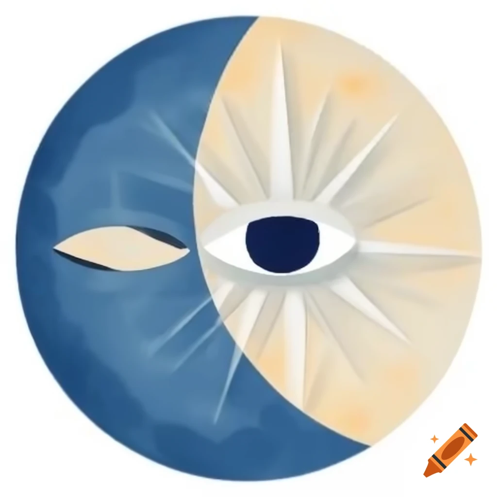 Crescent moon with an eye symbol in the center