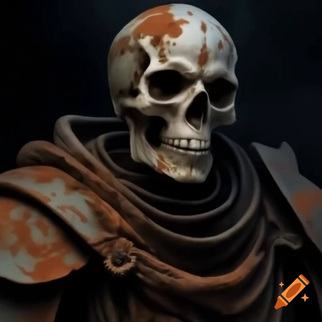 Skeleton in rusty knight armor