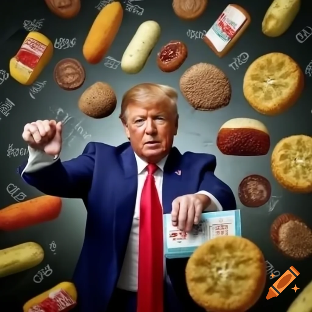 Dog food labels featuring Donald Trump's image